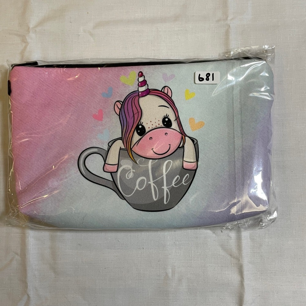 The Pouch Cosmetic Bag Kids OS Multicolor NWT Unicorn Coffee Cup Kawaii Pouch